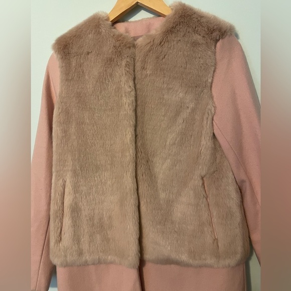 Zara Faux Fur Peacoat XS Light Pink - Picture 11 of 12